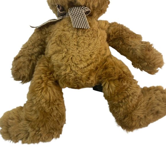 Russ Berrie Langley Teddy Bear Plush Stuffed Animal Soft Toy 11” Houndstooth Bow - Picture 3 of 7